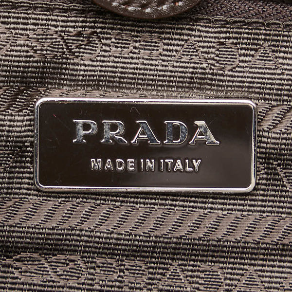 プラダ パイソン ハンドバッグ B11189 ブラウン レザー レディース PRADA 【中古】