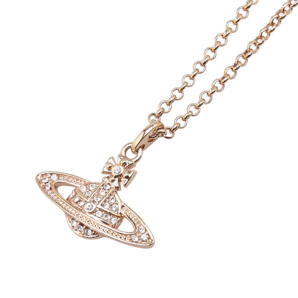 ヴィヴィアンウエストウッド MINI BAS RELIEF オーブ ラインストーン ネックレス ピンクゴールド メッキ レディース Vivienne Westwood 【中古】