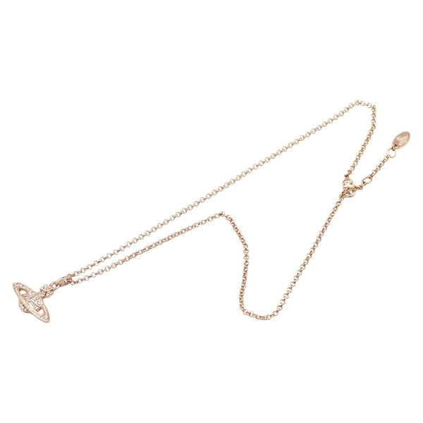 ヴィヴィアンウエストウッド MINI BAS RELIEF オーブ ラインストーン ネックレス ピンクゴールド メッキ レディース Vivienne Westwood 【中古】
