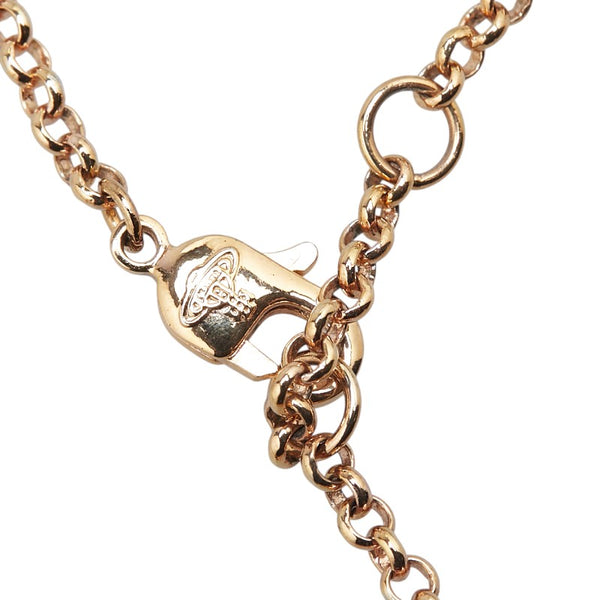 ヴィヴィアンウエストウッド MINI BAS RELIEF オーブ ラインストーン ネックレス ピンクゴールド メッキ レディース Vivienne Westwood 【中古】