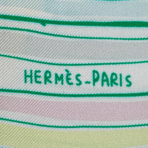 エルメス ツイリー RAYURES D'ETE レイユール デ エテ スカーフ ライトブルー グリーン マルチカラー シルク レディース HERMES 【中古】