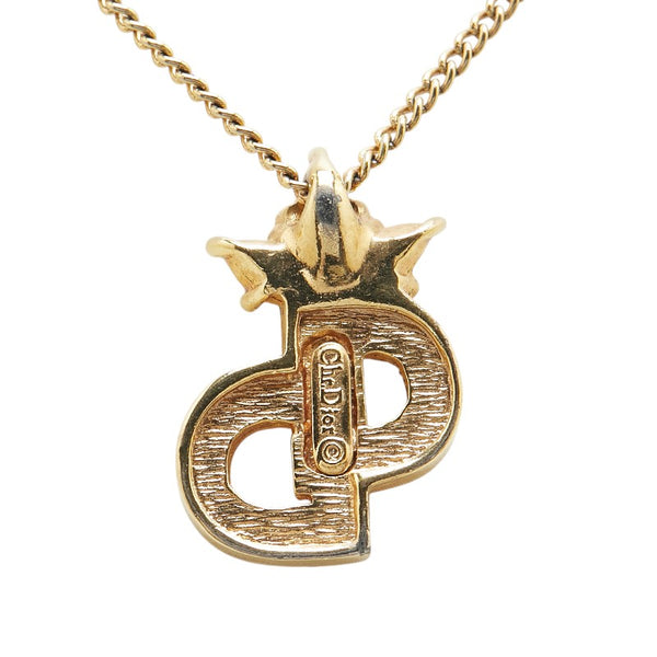 クリスチャンディオール CDロゴ ラインストーン ビジュー ネックレス ゴールド メッキ レディース Christian Dior 【中古】
