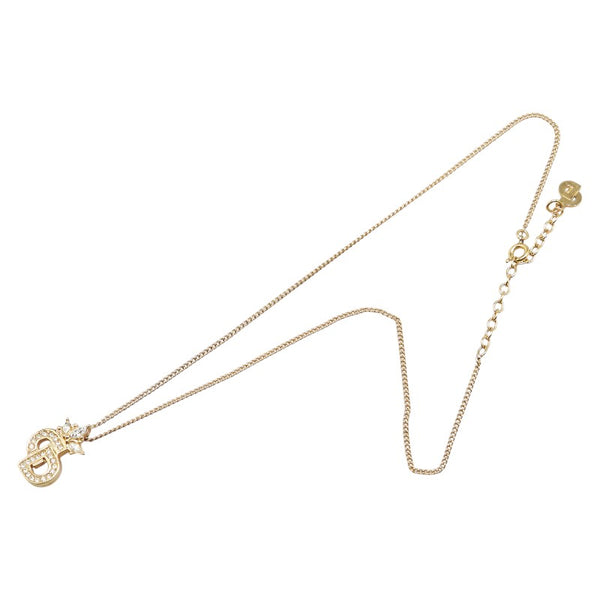 クリスチャンディオール CDロゴ ラインストーン ビジュー ネックレス ゴールド メッキ レディース Christian Dior 【中古】