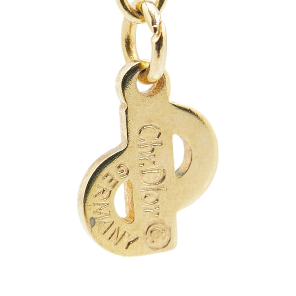 クリスチャンディオール CDロゴ ラインストーン ビジュー ネックレス ゴールド メッキ レディース Christian Dior 【中古】