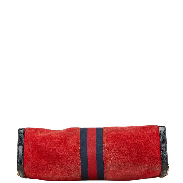 グッチ オフィディア 斜め掛け チェーン ショルダーバッグ 503876 レッド ブラック ネイビー レザー スエード レディース GUCCI 【中古】