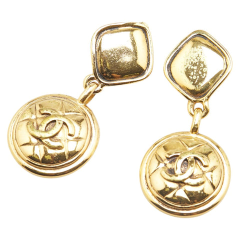 シャネル ココマーク ラウンド マトラッセ スイング イヤリング ゴールド メッキ レディース CHANEL 【中古】