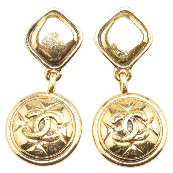 シャネル ココマーク ラウンド マトラッセ スイング イヤリング ゴールド メッキ レディース CHANEL 【中古】