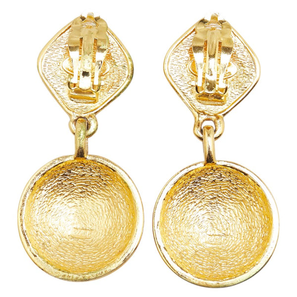 シャネル ココマーク ラウンド マトラッセ スイング イヤリング ゴールド メッキ レディース CHANEL 【中古】