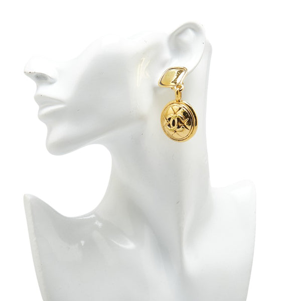 シャネル ココマーク ラウンド マトラッセ スイング イヤリング ゴールド メッキ レディース CHANEL 【中古】