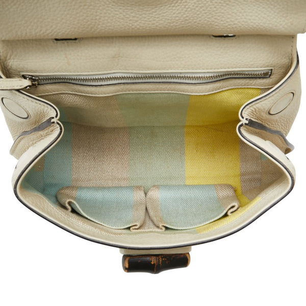 グッチ バンブー デイリー ハンドバッグ ショルダーバッグ 2WAY 370331 ホワイト レザー レディース GUCCI 【中古】