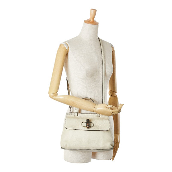 グッチ バンブー デイリー ハンドバッグ ショルダーバッグ 2WAY 370331 ホワイト レザー レディース GUCCI 【中古】