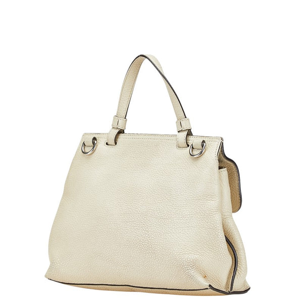 グッチ バンブー デイリー ハンドバッグ ショルダーバッグ 2WAY 370331 ホワイト レザー レディース GUCCI 【中古】