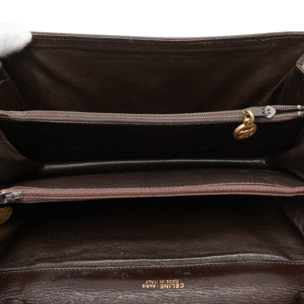 セリーヌ Cマカダム ワンショルダーバッグ ブラウン キャンバス レザー レディース CELINE 【中古】