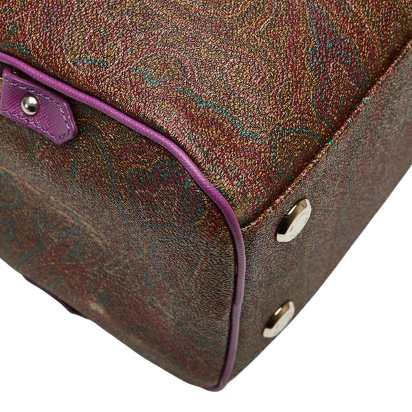 エトロ ペイズリー柄 ハンドバッグ ショルダーバッグ 2WAY ブラウン パープル マルチカラー PVC レザー レディース ETRO 【中古】