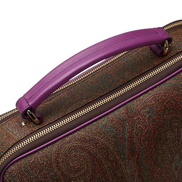エトロ ペイズリー柄 ハンドバッグ ショルダーバッグ 2WAY ブラウン パープル マルチカラー PVC レザー レディース ETRO 【中古】