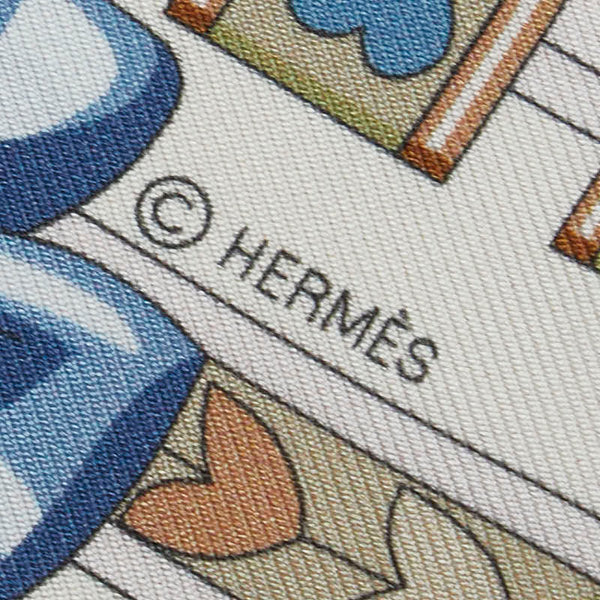 エルメス ツイリー Harnais de Coeur アルネ ドゥ クール スカーフ ホワイト ブルー マルチカラー シルク レディース HERMES 【中古】