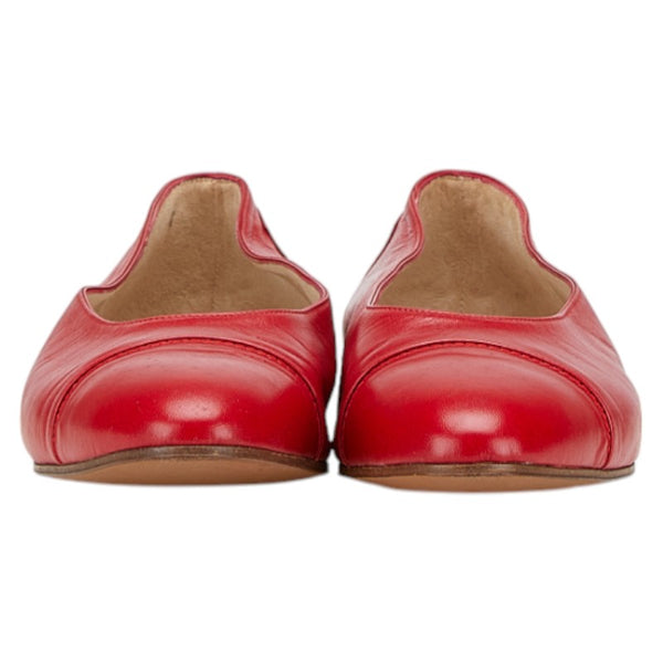 シャネル ココマーク パンプス フラットシューズ サイズ:37 1/2 レッド レザー レディース CHANEL 【中古】