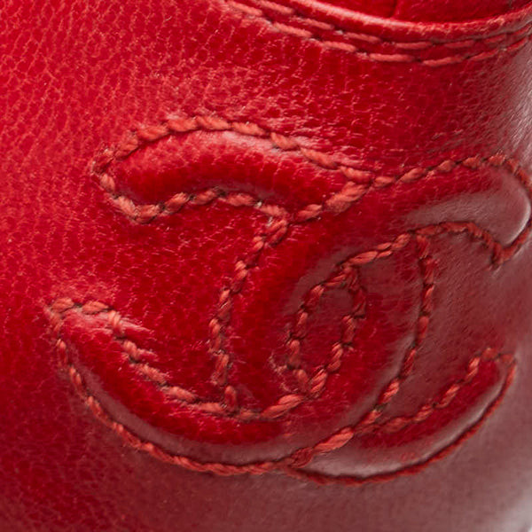 シャネル ココマーク パンプス フラットシューズ サイズ:37 1/2 レッド レザー レディース CHANEL 【中古】