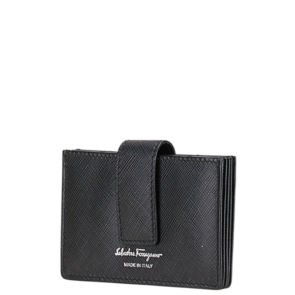 サルヴァトーレフェラガモ ガンチーニ カードケース ブラック レザー メンズ Salvatore Ferragamo 【中古】