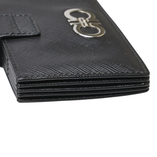サルヴァトーレフェラガモ ガンチーニ カードケース ブラック レザー メンズ Salvatore Ferragamo 【中古】