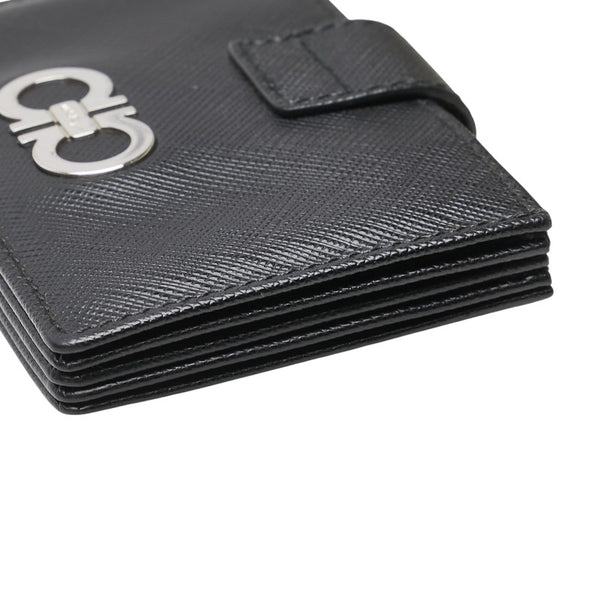 サルヴァトーレフェラガモ ガンチーニ カードケース ブラック レザー メンズ Salvatore Ferragamo 【中古】