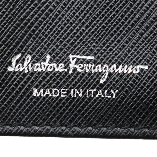 サルヴァトーレフェラガモ ガンチーニ カードケース ブラック レザー メンズ Salvatore Ferragamo 【中古】