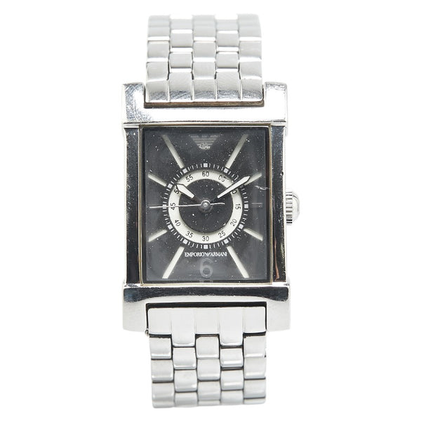 アルマーニ 腕時計 クオーツ ブラック文字盤 ステンレススチール レディース ARMANI 【中古】