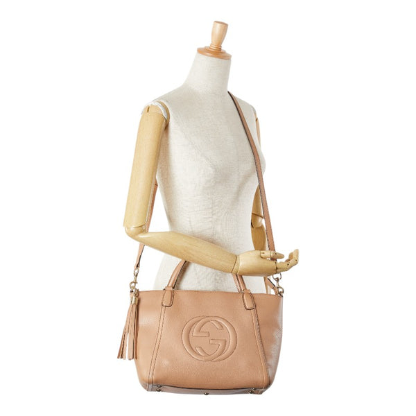 グッチ ソーホー タッセル ハンドバッグ ショルダーバッグ 2WAY 369176 ベージュ レザー レディース GUCCI 【中古】