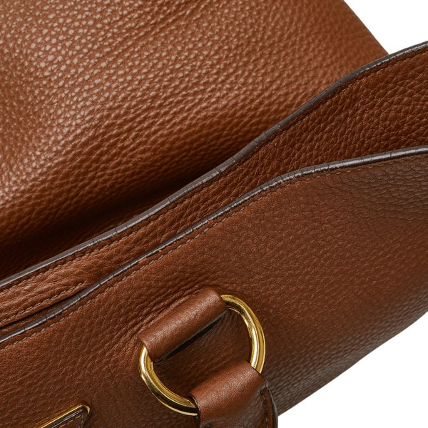 プラダ 三角ロゴプレート ハンドバッグ ショルダーバッグ 2WAY ブラウン レザー レディース PRADA 【中古】