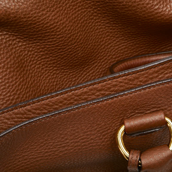 プラダ 三角ロゴプレート ハンドバッグ ショルダーバッグ 2WAY ブラウン レザー レディース PRADA 【中古】