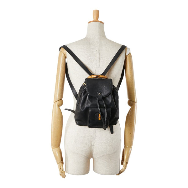 グッチ バンブー ミニ リュック バックパック 003 2058 0030 ブラック ブラウン レザー レディース GUCCI 【中古】
