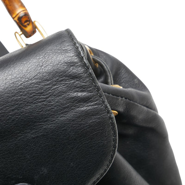 グッチ バンブー ミニ リュック バックパック 003 2058 0030 ブラック ブラウン レザー レディース GUCCI 【中古】