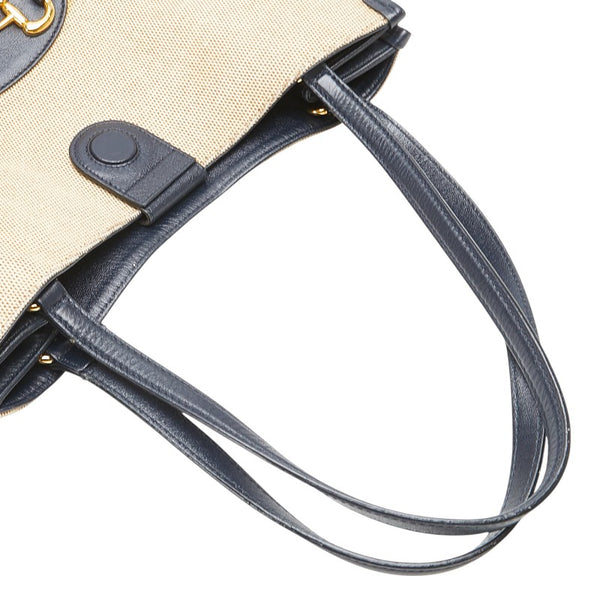 グッチ ホースビット1955 トートバッグ 623694 ベージュ ネイビー キャンバス レザー レディース GUCCI 【中古】