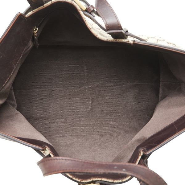 グッチ GGキャンバス トートバッグ 106251 ベージュ ブラウン キャンバス レザー レディース GUCCI 【中古】