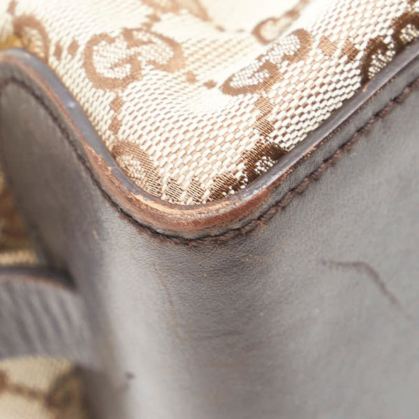 グッチ GGキャンバス トートバッグ 106251 ベージュ ブラウン キャンバス レザー レディース GUCCI 【中古】