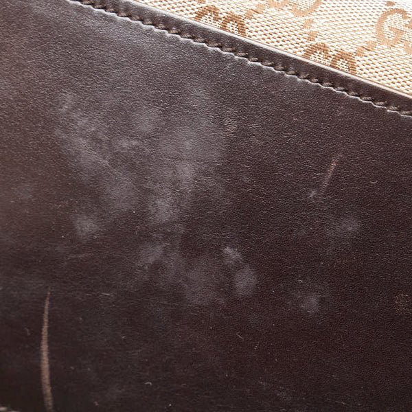 グッチ GGキャンバス トートバッグ 106251 ベージュ ブラウン キャンバス レザー レディース GUCCI 【中古】