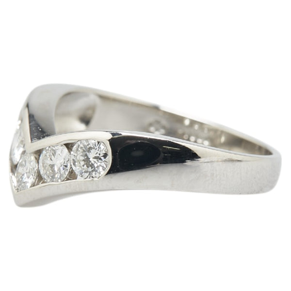 Pt850 プラチナ ダイヤ0.50ct V字 リング 指輪 レディース 11.5号 【中古】
