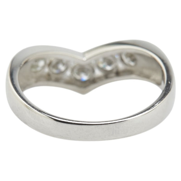 Pt850 プラチナ ダイヤ0.50ct V字 リング 指輪 レディース 11.5号 【中古】
