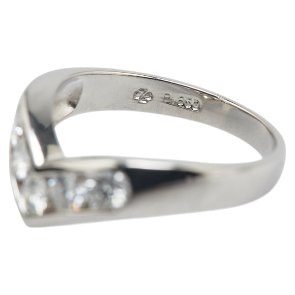 Pt850 プラチナ ダイヤ0.50ct V字 リング 指輪 レディース 11.5号 【中古】