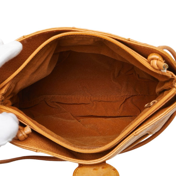 オーストリッチ 斜め掛け ショルダーバッグ ブラウン オーストリッチ レディース ostrich 【中古】