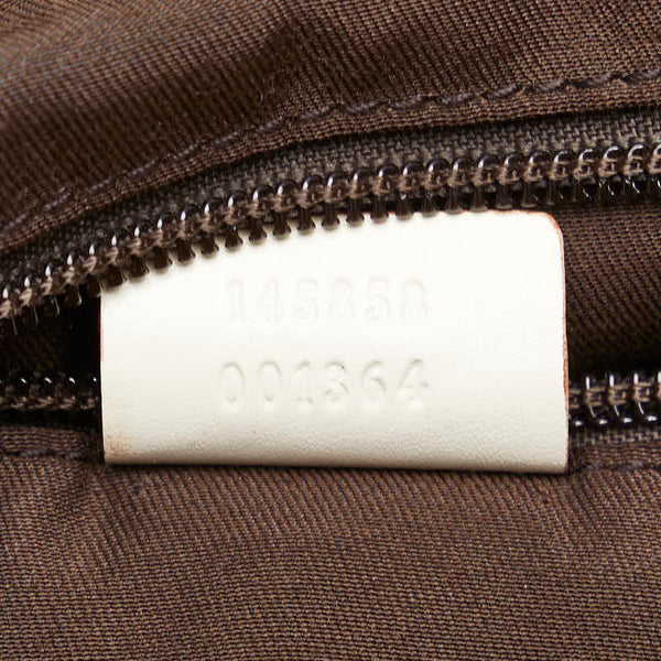 グッチ GGキャンバス 斜め掛け ショルダーバッグ 145858 ベージュ ホワイト キャンバス レザー レディース GUCCI 【中古】