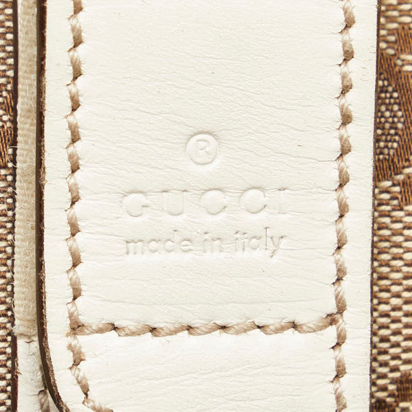 グッチ GGキャンバス 斜め掛け ショルダーバッグ 145858 ベージュ ホワイト キャンバス レザー レディース GUCCI 【中古】