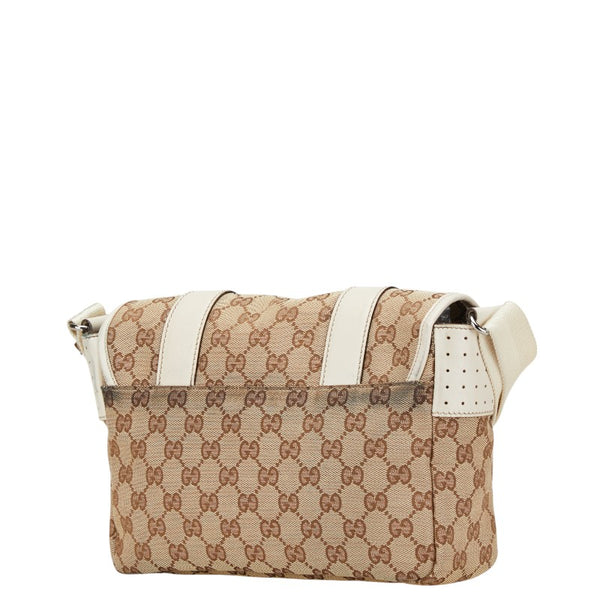 グッチ GGキャンバス 斜め掛け ショルダーバッグ 145858 ベージュ ホワイト キャンバス レザー レディース GUCCI 【中古】