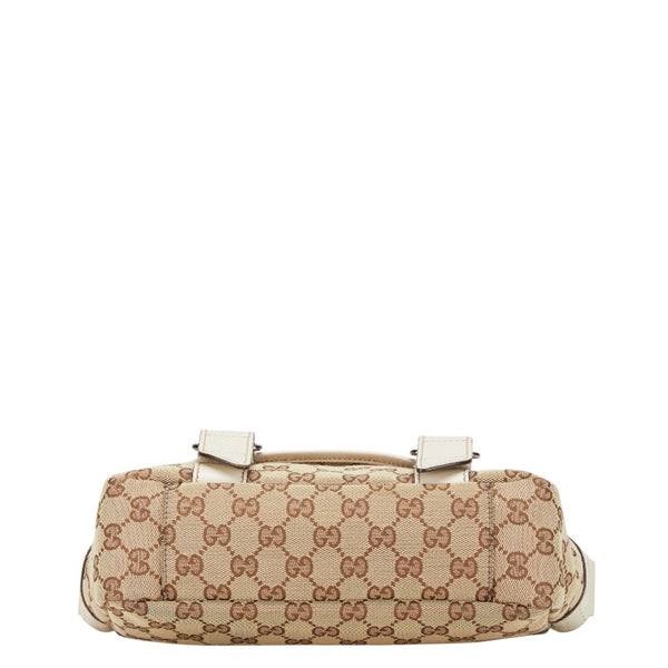 グッチ GGキャンバス 斜め掛け ショルダーバッグ 145858 ベージュ ホワイト キャンバス レザー レディース GUCCI 【中古】