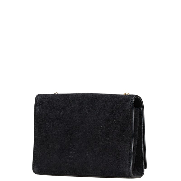 サンローラン ケイト YSL タッセル 斜め掛け チェーン ショルダーバッグ ブラック スウェード レディース SAINT LAURENT 【中古】