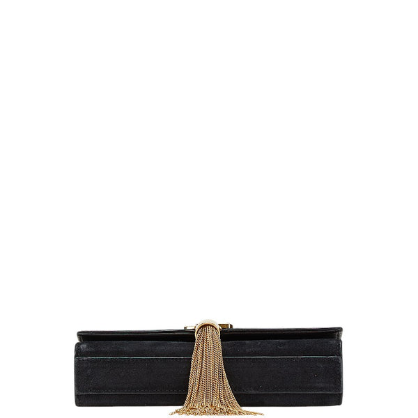 サンローラン ケイト YSL タッセル 斜め掛け チェーン ショルダーバッグ ブラック スウェード レディース SAINT LAURENT 【中古】