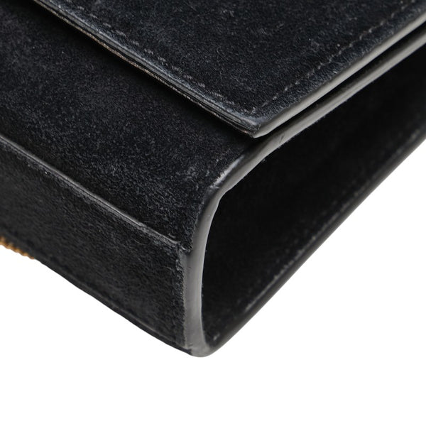 サンローラン ケイト YSL タッセル 斜め掛け チェーン ショルダーバッグ ブラック スウェード レディース SAINT LAURENT 【中古】