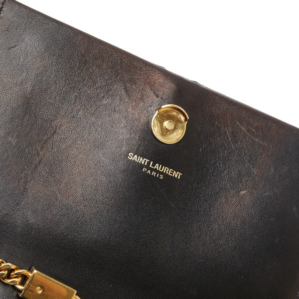 サンローラン ケイト YSL タッセル 斜め掛け チェーン ショルダーバッグ ブラック スウェード レディース SAINT LAURENT 【中古】