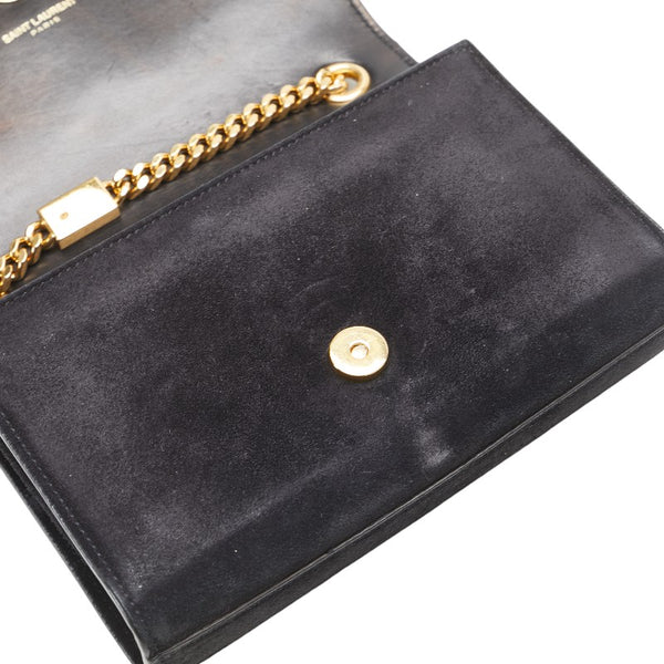 サンローラン ケイト YSL タッセル 斜め掛け チェーン ショルダーバッグ ブラック スウェード レディース SAINT LAURENT 【中古】