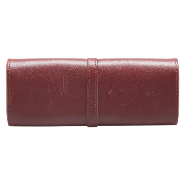 カルティエ マストライン メガネケース 眼鏡 小物入れ ワインレッド ボルドー レザー レディース CARTIER 【中古】